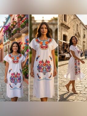 Traditional Mexican embroidered dress
